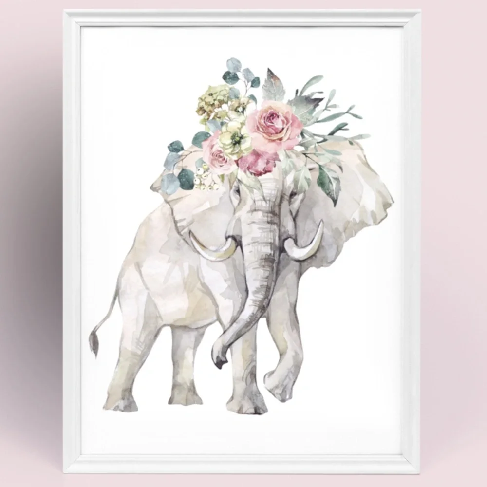 Elephant Watercolor Wall Art Poster Print Unframed - Picture 6 of 10